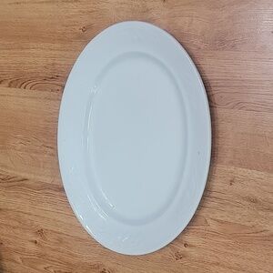 Vintage Meakin Ironstone White Platter Embossed 16" x 11 1/2"